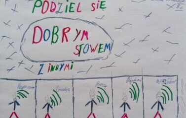 Rysunek ucznia zachęcający do dzielenia się dobrym słowem