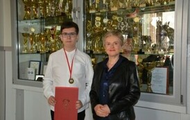 Wojciech Glica &ndash; finalista konkursu z języka polskiego z opiekunem - panią Małgorzatą Rajcą