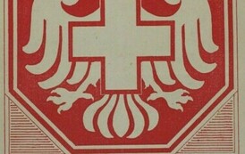 Znaczek pocztowy Polskiego Białego Krzyża, 1918. Ze zbior&oacute;w Archiwum Akt Nowych w Warszawie, Archiwum I. J. Paderewskiego
