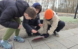 Chłopcy z klasy 6A rozwiązujący łamigł&oacute;wkę