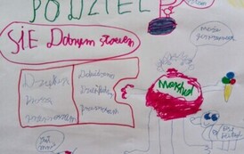 Rysunek ucznia zachęcający do dzielenia się dobrym słowem