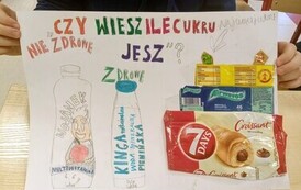 Prace uczni&oacute;w wykonane podczas projektu pn. Czy wiesz ile cukru jesz?