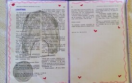 Praca plastyczna ucznia przedstawiająca scenę biblijną