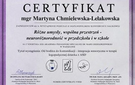 Certyfikat uczestnictwa w konferencji