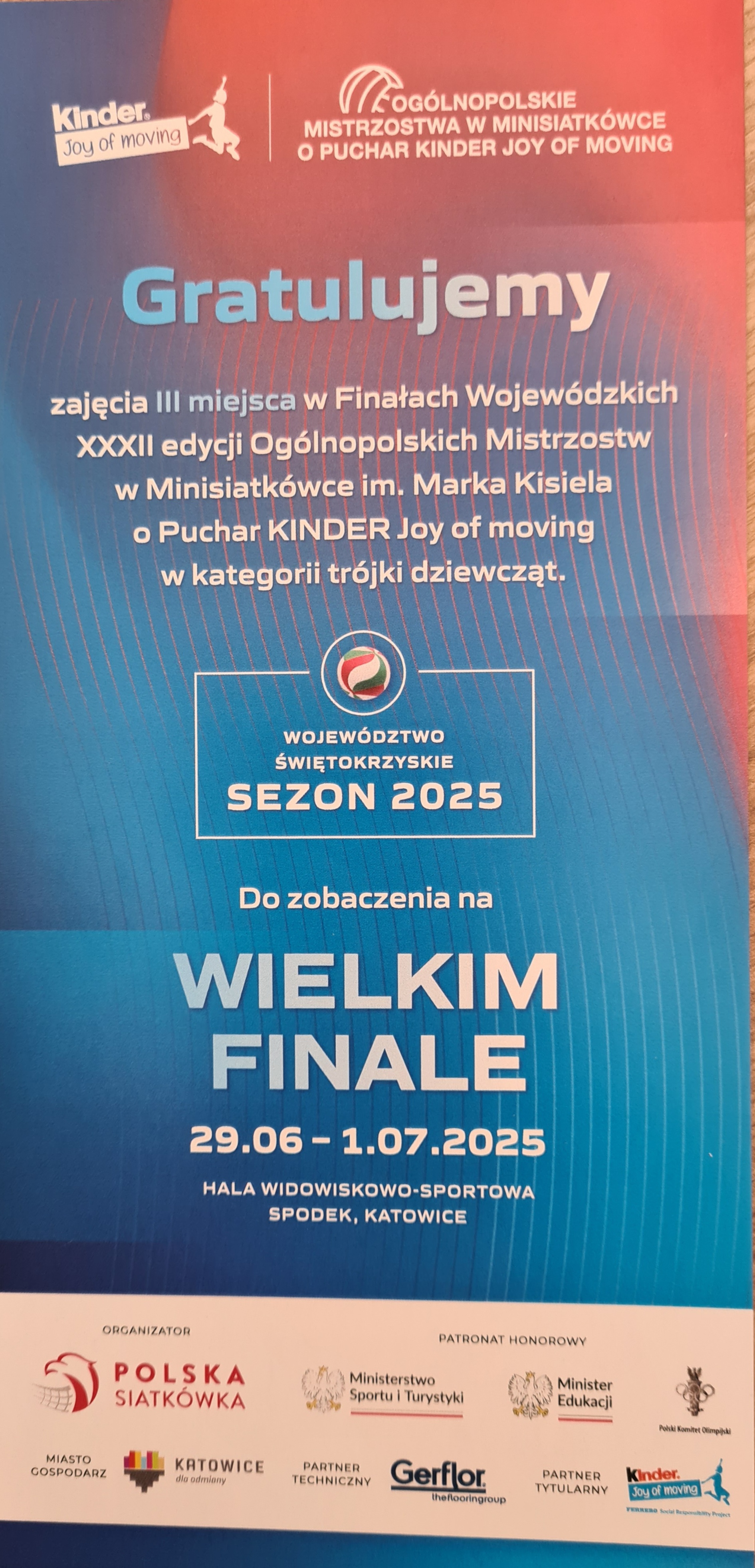Gratulacje awansu do wielkiego finału