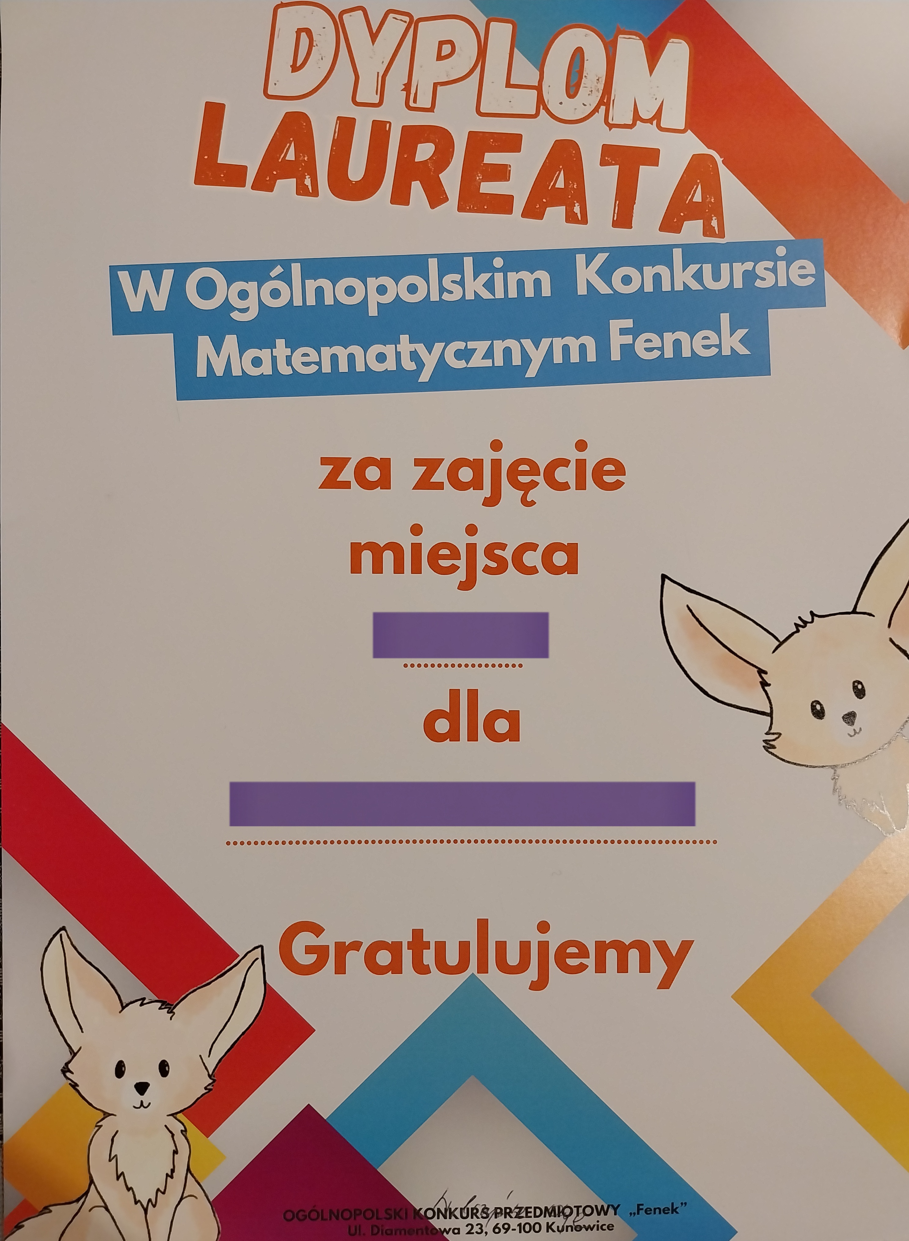 Dyplom laureata konkursu