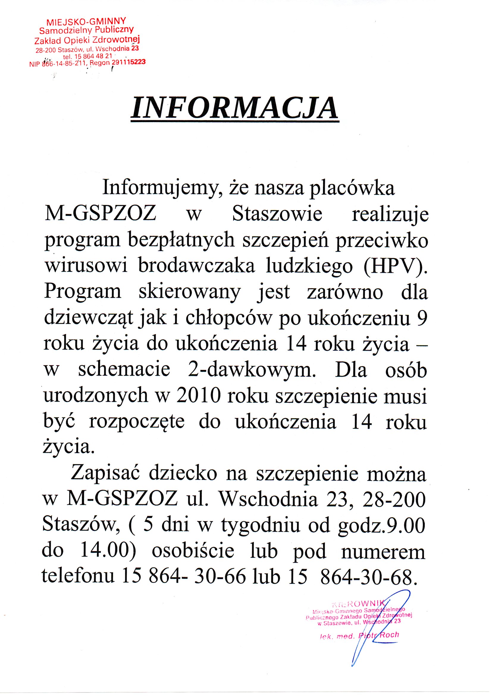 Informacja M-GSPZOZ
