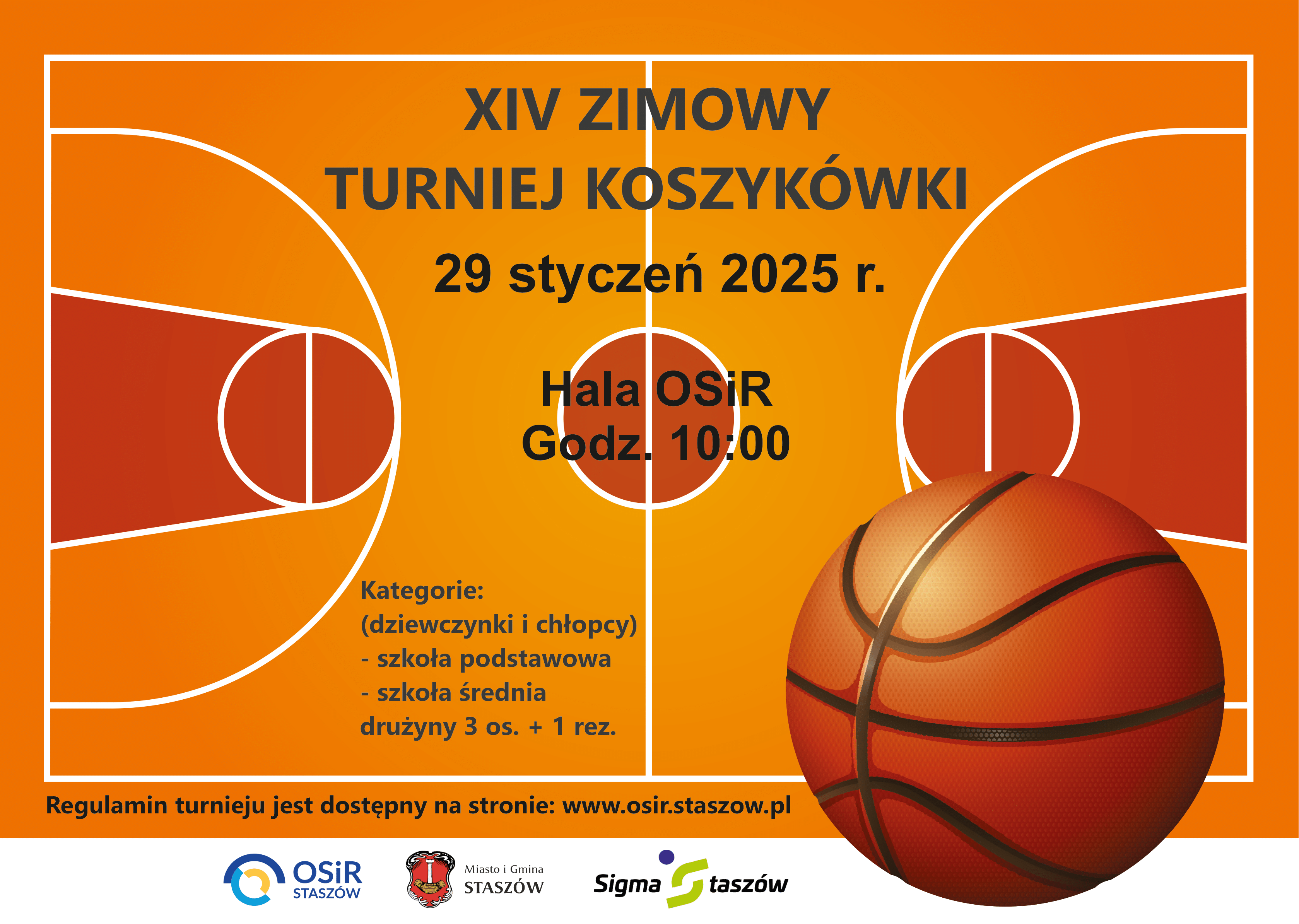 Plakat zimowy turniej koszyk&oacute;wki 2025