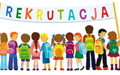 Dzieci trzymają napis Rekrutacja