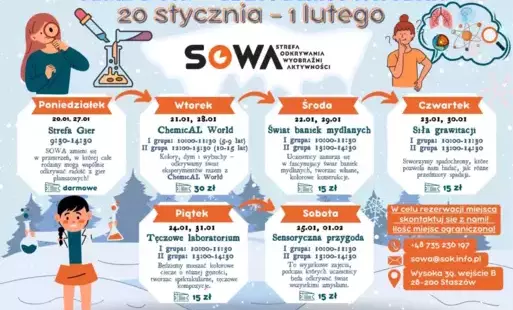 Zdjęcie do Ferie zimowe 2025 w Strefie SOWA