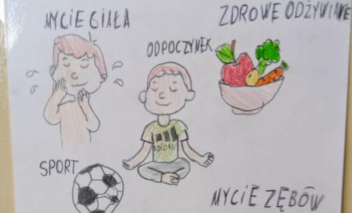 Rysunek ucznia przedstawiający zasady higieny osobistej