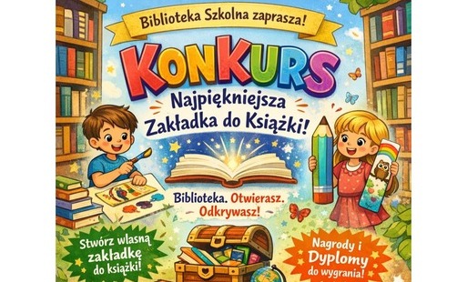 Plakat dotyczący konkursu plastycznego - Najpiękniejsza zakładka do książki